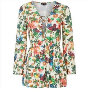 Topshop Floral Lace Up Romper